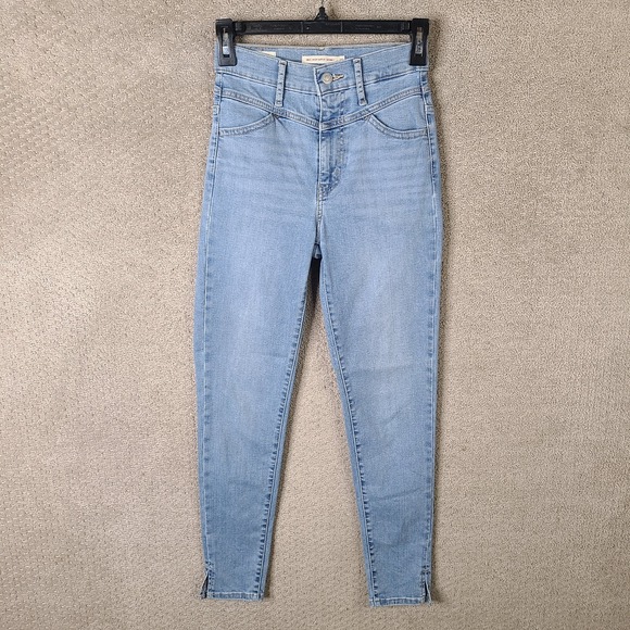 Levis Jeans Womens 25 Blue Mile High Super Skinny Y2K Medium Wash Denim‎ Stretch - Picture 1 of 14